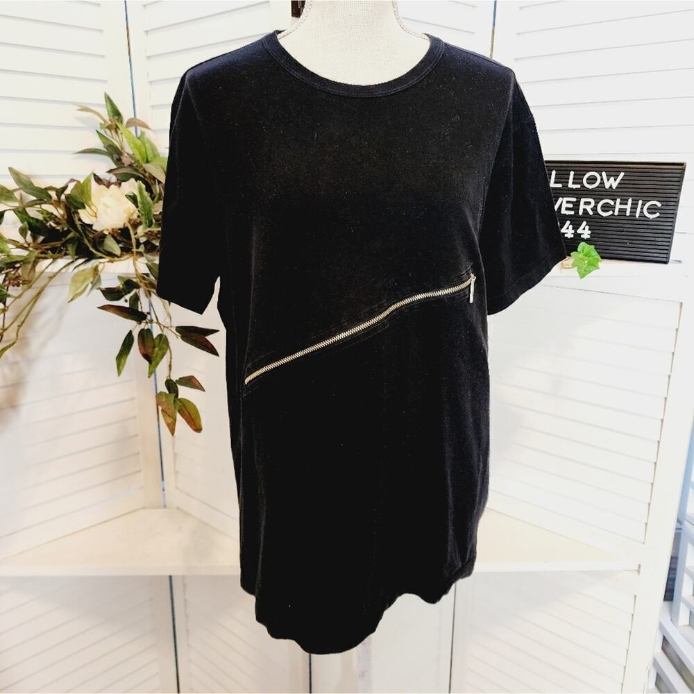 DOLCE & GABBANA BLACK ZIPPER FRONT BLOUSE SIZE 38(SMALL)